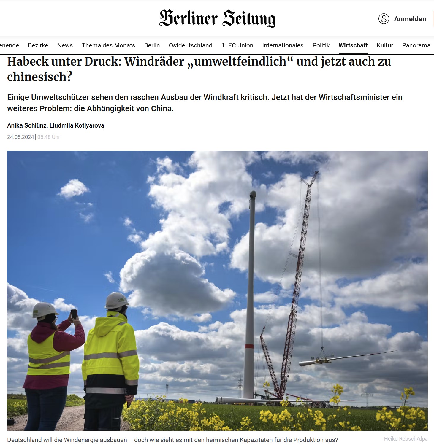 2024 05 24 berliner zeitung windraeder umweltfeindlich